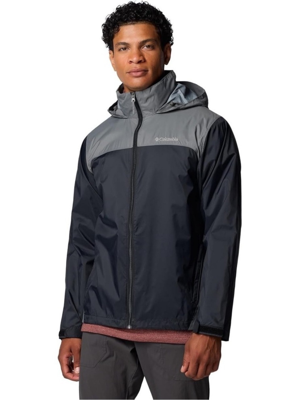 NWOT Columbia Glennaker Lake II Men's XL Rain Jacket Black Grey Hooded